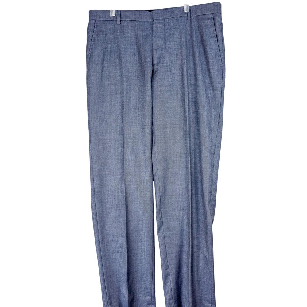 Jos A Bank Traveler Dress Pants Mens 36x32 Gray Wool Slim Flat Front Tapered